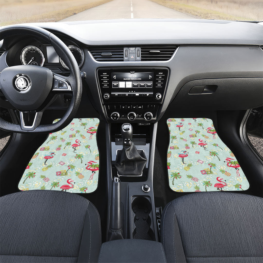 Aloha Hawaii Christmas Seamless Car Mats Plumeria Lei LT7 Set 2pcs - Front Cerulean - Polynesian Pride