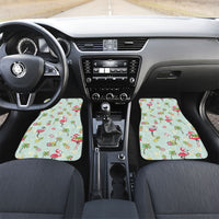 Aloha Hawaii Christmas Seamless Car Mats Plumeria Lei LT7 Set 2pcs - Front Cerulean - Polynesian Pride