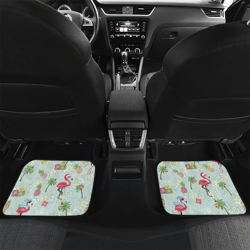 Aloha Hawaii Christmas Seamless Car Mats Plumeria Lei LT7 Set 2pcs - Back Cerulean - Polynesian Pride