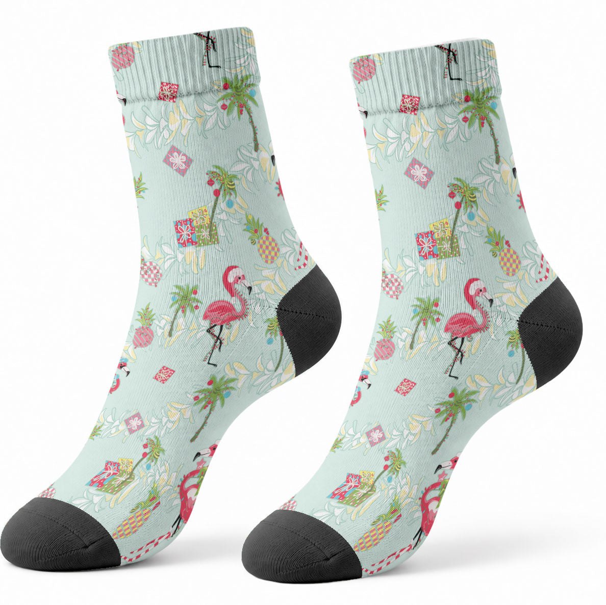 Aloha Hawaii Christmas Seamless Crew Socks Plumeria Lei LT7 - Polynesian Pride