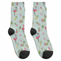 Aloha Hawaii Christmas Seamless Crew Socks Plumeria Lei LT7 - Polynesian Pride