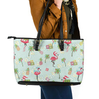 Aloha Hawaii Christmas Seamless Leather Tote Bag Plumeria Lei LT7 - Polynesian Pride