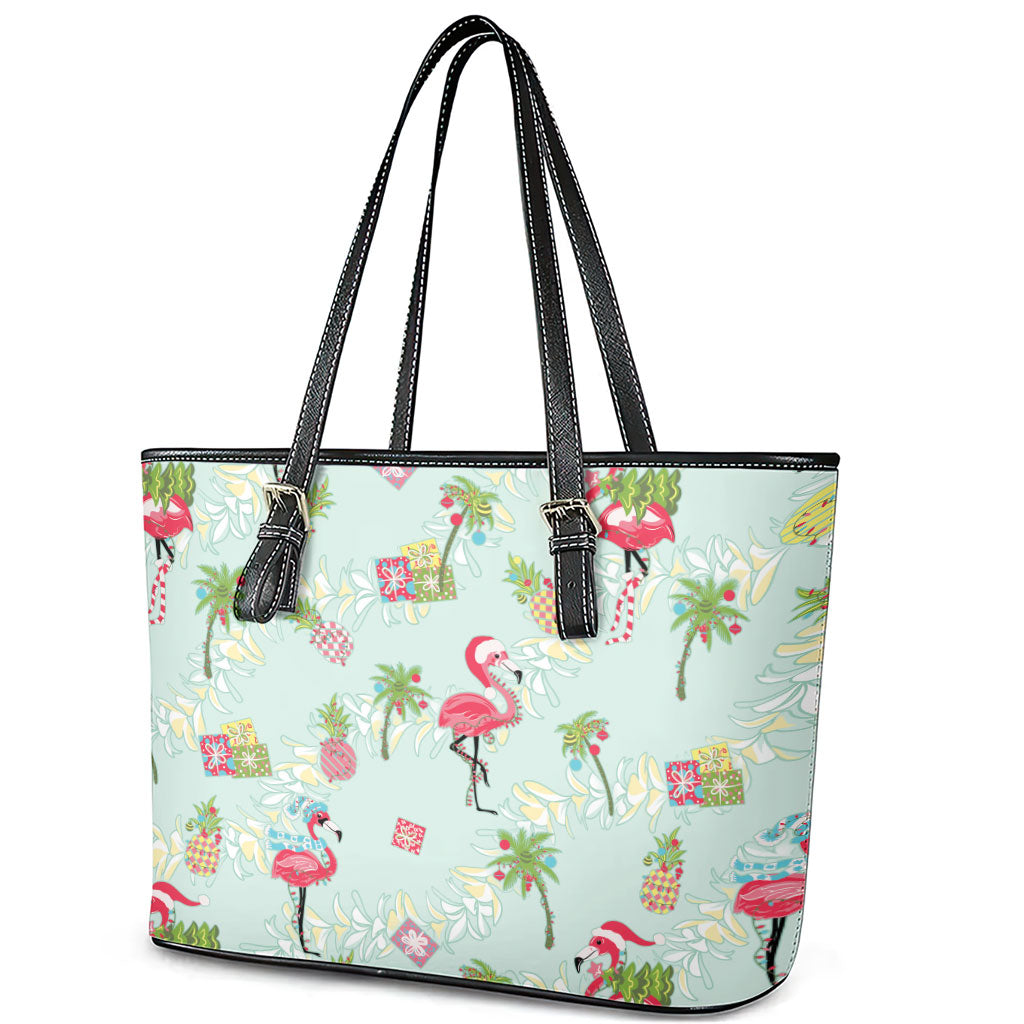 Aloha Hawaii Christmas Seamless Leather Tote Bag Plumeria Lei LT7 - Polynesian Pride