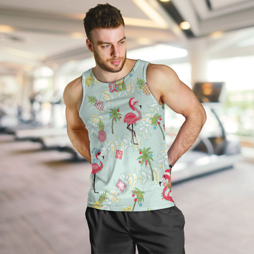 Aloha Hawaii Christmas Seamless Men Tank Top Plumeria Lei LT7 Cerulean - Polynesian Pride