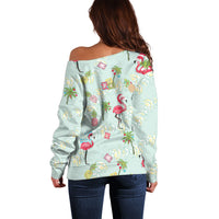 Aloha Hawaii Christmas Seamless Off Shoulder Sweater Plumeria Lei LT7 - Polynesian Pride