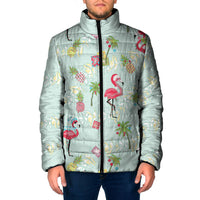 Aloha Hawaii Christmas Seamless Padded Jacket Plumeria Lei LT7 Men Cerulean - Polynesian Pride