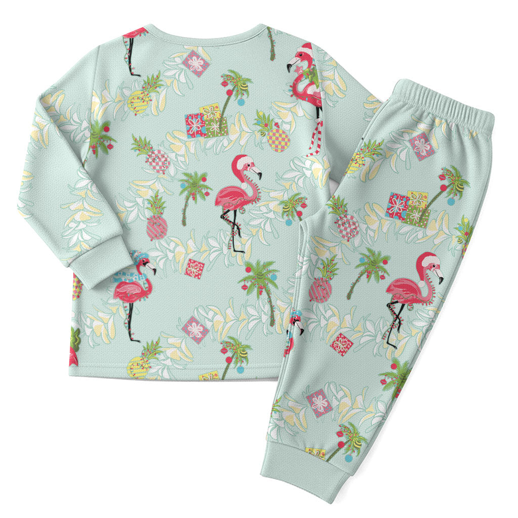 Aloha Hawaii Christmas Seamless Christmas Pajama Set Plumeria Lei LT7 - Polynesian Pride