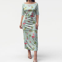 Aloha Hawaii Christmas Seamless Puletasi Plumeria Lei LT7 Long Dress Cerulean - Polynesian Pride