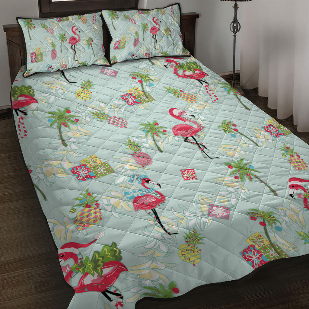 Aloha Hawaii Christmas Seamless Quilt Bed Set Plumeria Lei LT7 Cerulean - Polynesian Pride