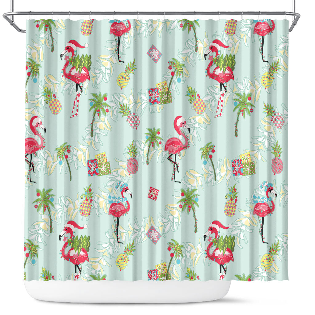 Aloha Hawaii Christmas Seamless Shower Curtain Plumeria Lei LT7 Cerulean - Polynesian Pride