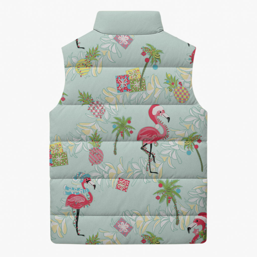Aloha Hawaii Christmas Seamless Sleeveless Puffer Jacket Plumeria Lei LT7 - Polynesian Pride