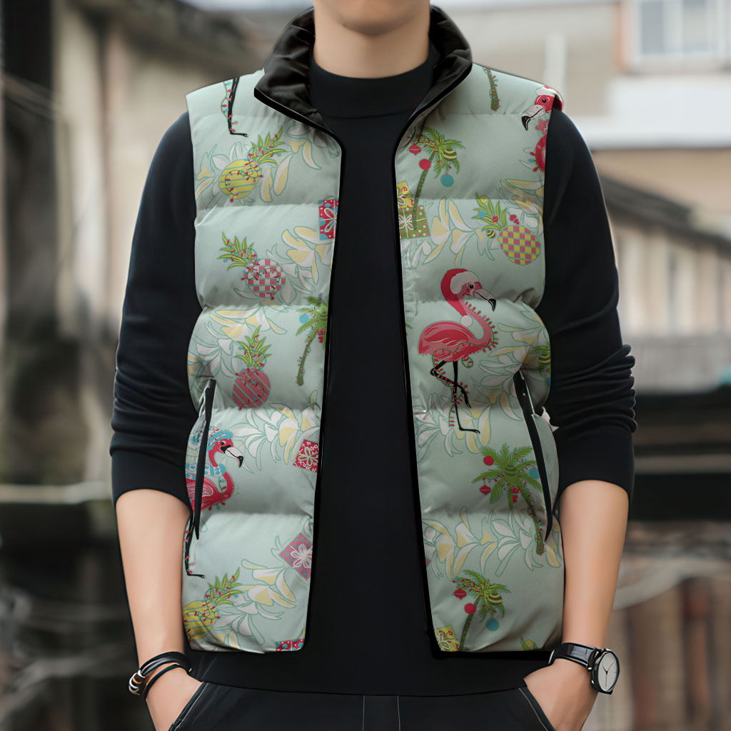 Aloha Hawaii Christmas Seamless Sleeveless Puffer Jacket Plumeria Lei LT7 - Polynesian Pride