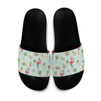 Aloha Hawaii Christmas Seamless Slide Sandals Plumeria Lei LT7 Cerulean - Polynesian Pride