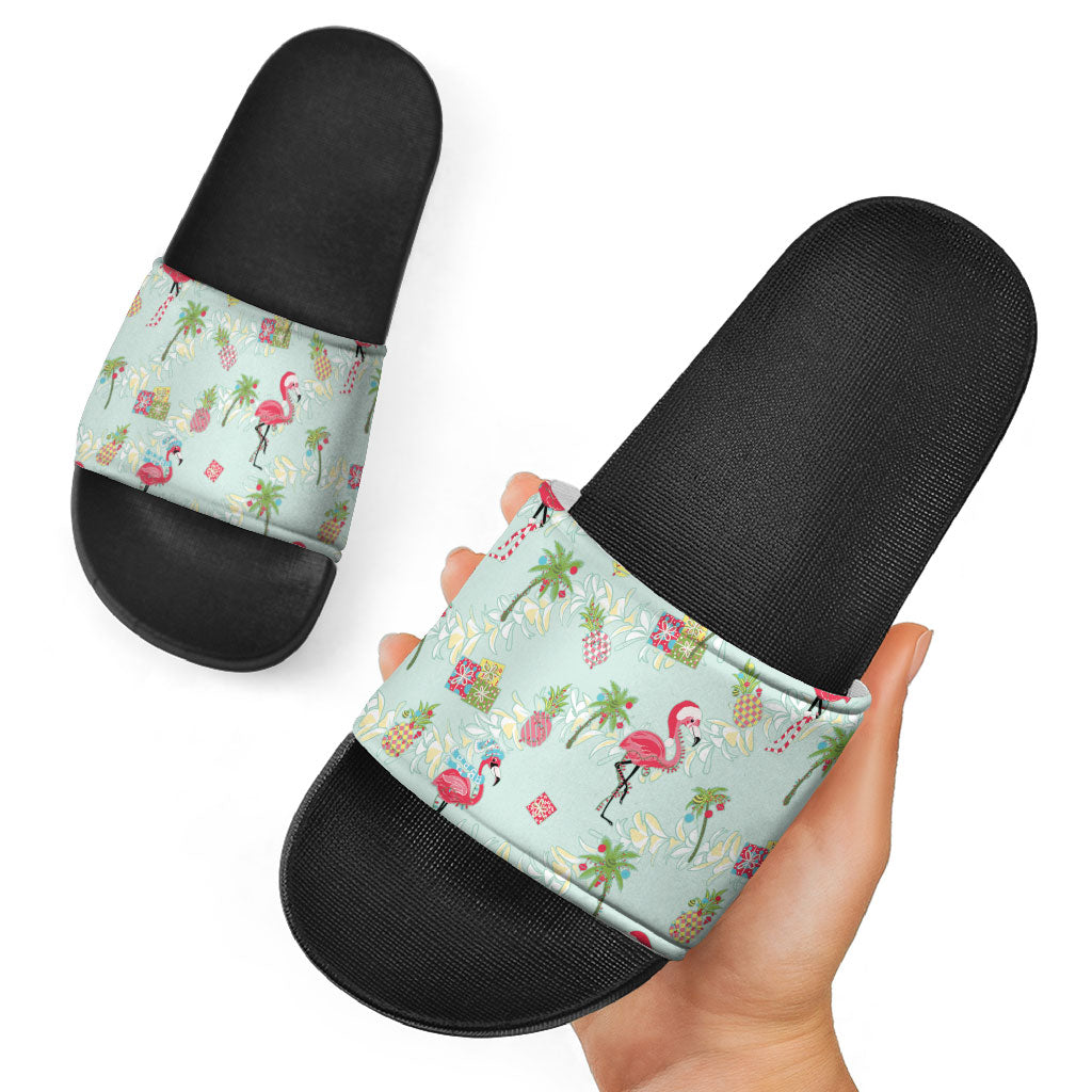 Aloha Hawaii Christmas Seamless Slide Sandals Plumeria Lei LT7 - Polynesian Pride