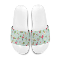 Aloha Hawaii Christmas Seamless Slide Sandals Plumeria Lei LT7 Cerulean - Polynesian Pride