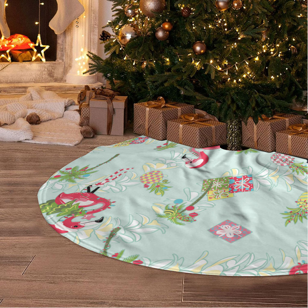 Aloha Hawaii Christmas Seamless Tree Skirt Plumeria Lei LT7 - Polynesian Pride