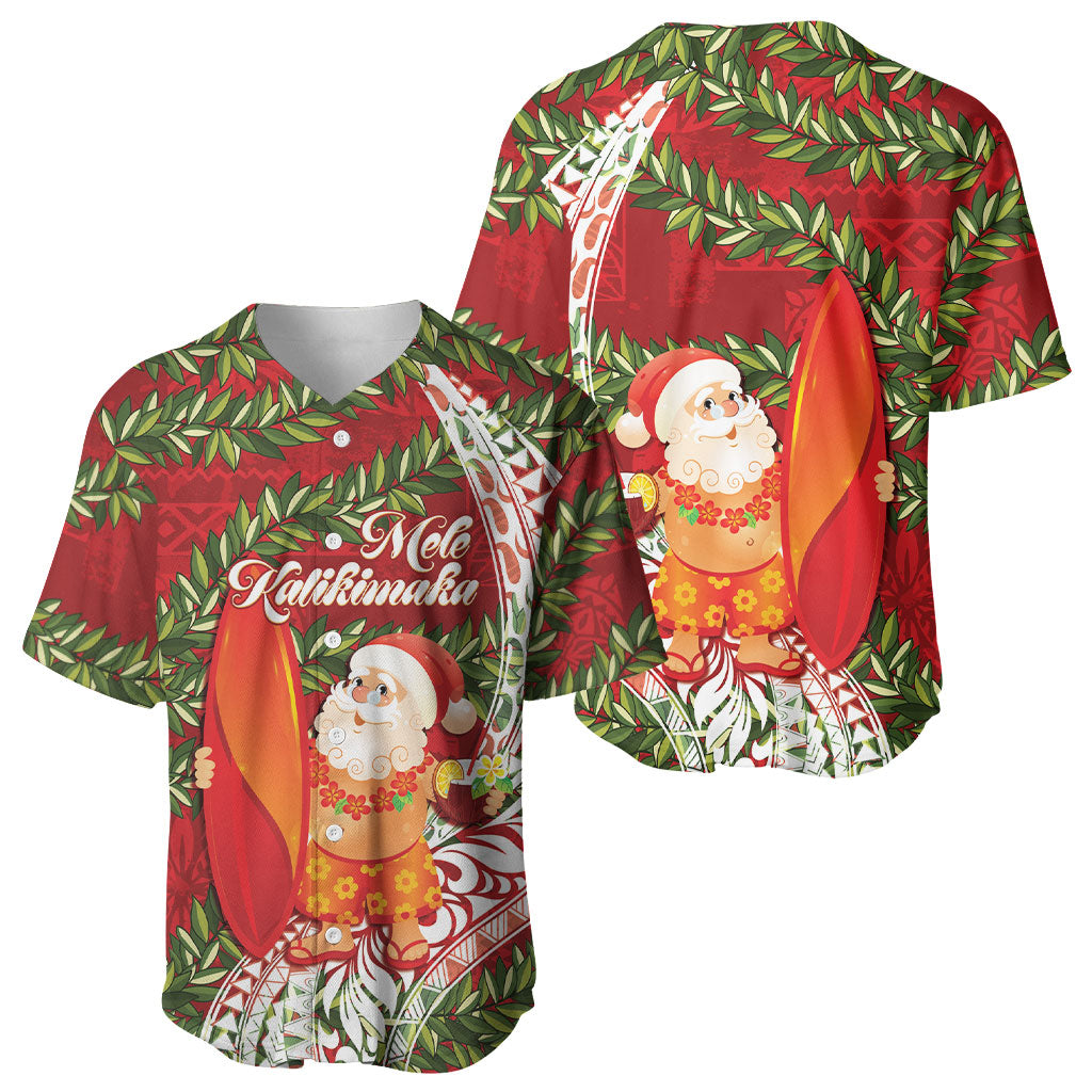 Mele Kalikimaka Hawaii Christmas Maile Lei Baseball Jersey Tropical Santa LT7 - Polynesian Pride