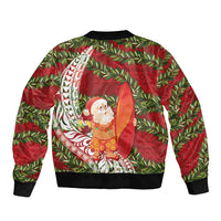 Mele Kalikimaka Hawaii Christmas Maile Lei Bomber Jacket Tropical Santa LT7 - Polynesian Pride