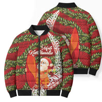 Mele Kalikimaka Hawaii Christmas Maile Lei Bomber Puffer Jacket Tropical Santa LT7 - Polynesian Pride