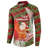 Mele Kalikimaka Hawaii Christmas Maile Lei Button Sweatshirt Tropical Santa LT7 - Polynesian Pride