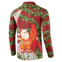 Mele Kalikimaka Hawaii Christmas Maile Lei Button Sweatshirt Tropical Santa LT7 - Polynesian Pride