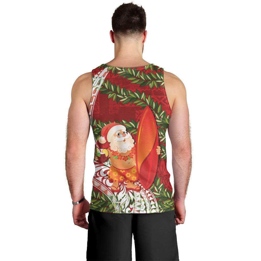Mele Kalikimaka Hawaii Christmas Maile Lei Men Tank Top Tropical Santa LT7 - Polynesian Pride