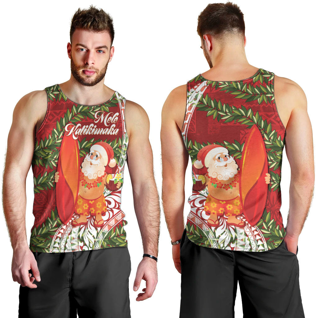 Mele Kalikimaka Hawaii Christmas Maile Lei Men Tank Top Tropical Santa LT7 - Polynesian Pride