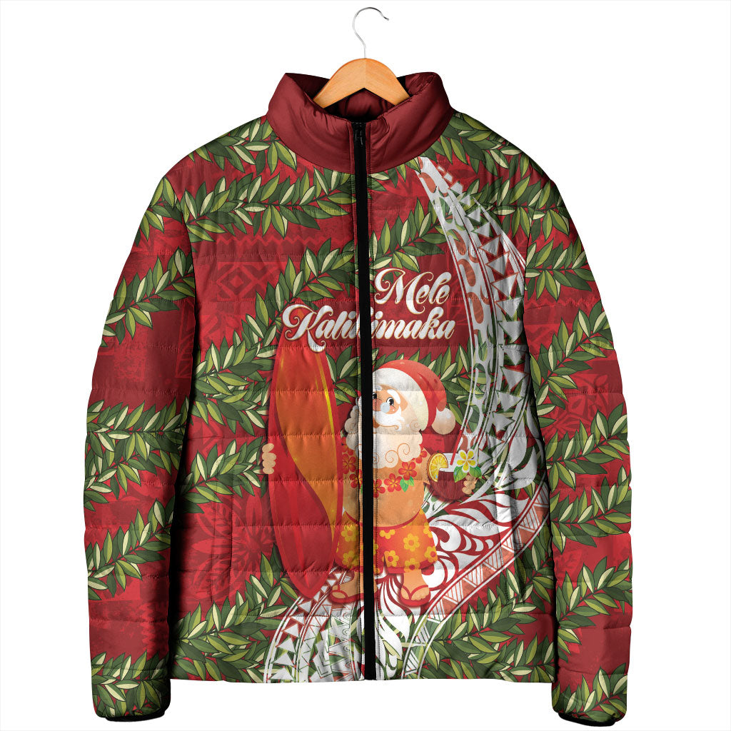 Mele Kalikimaka Hawaii Christmas Maile Lei Padded Jacket Tropical Santa LT7 - Polynesian Pride