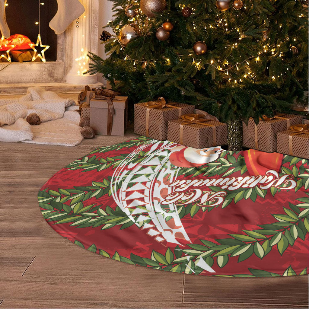 Mele Kalikimaka Hawaii Christmas Maile Lei Tree Skirt Tropical Santa LT7 - Polynesian Pride