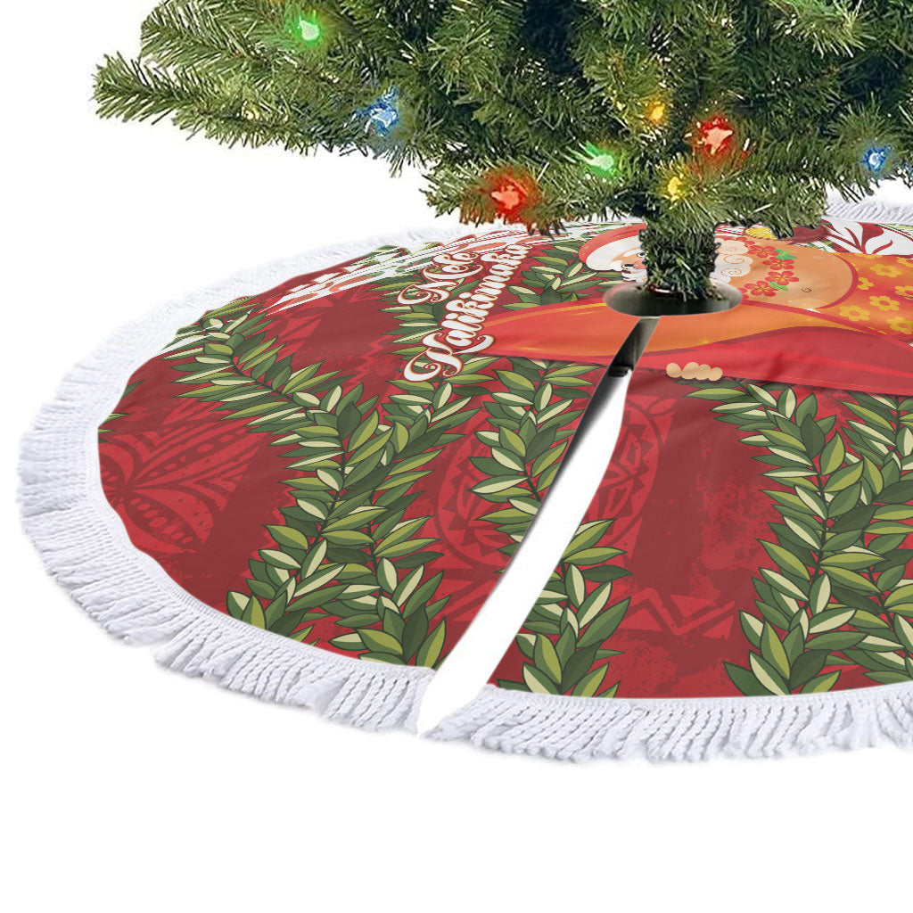 Mele Kalikimaka Hawaii Christmas Maile Lei Tree Skirt Tropical Santa LT7 - Polynesian Pride