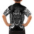 Custom New Zealand Rugby Family Matching Off Shoulder Short Dress and Hawaiian Shirt 2023 World Cup Aotearoa Haka Face LT7 - Polynesian Pride