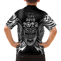 New Zealand Rugby Family Matching Puletasi Dress and Hawaiian Shirt 2023 World Cup Aotearoa Haka Face LT7 - Polynesian Pride