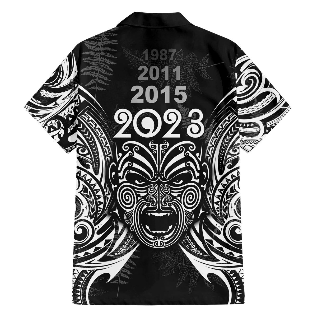 Custom New Zealand Rugby Family Matching Short Sleeve Bodycon Dress and Hawaiian Shirt 2023 World Cup Aotearoa Haka Face LT7 - Polynesian Pride