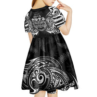 Custom New Zealand Rugby Kid Short Sleeve Dress 2023 World Cup Aotearoa Haka Face LT7 - Polynesian Pride