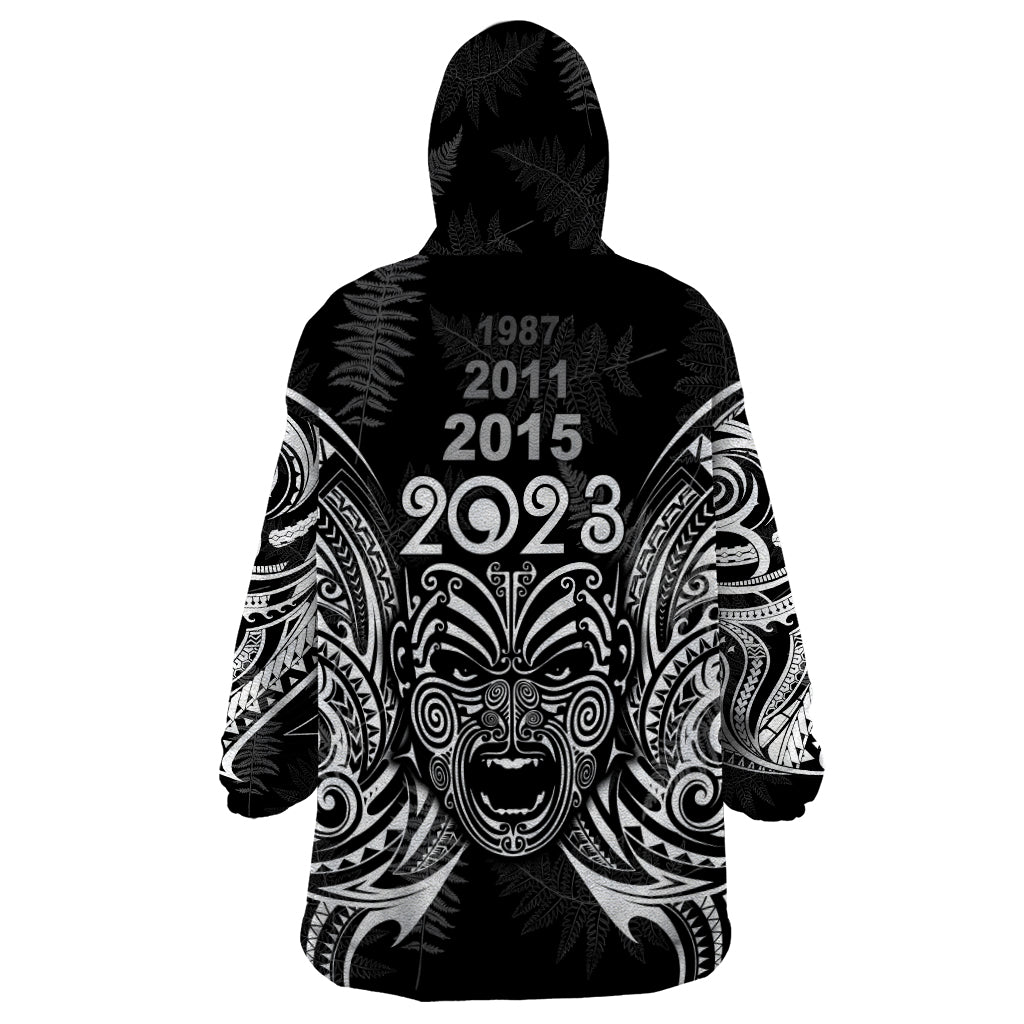 Custom New Zealand Rugby Wearable Blanket Hoodie 2023 World Cup Aotearoa Haka Face LT7 - Polynesian Pride