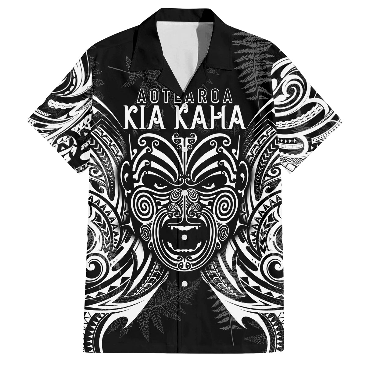 New Zealand Rugby Family Matching Puletasi Dress and Hawaiian Shirt 2023 World Cup Aotearoa Create History LT7 Dad's Shirt - Short Sleeve Black - Polynesian Pride