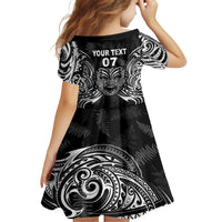 New Zealand Rugby Kid Short Sleeve Dress 2023 World Cup Aotearoa Create History LT7 - Polynesian Pride