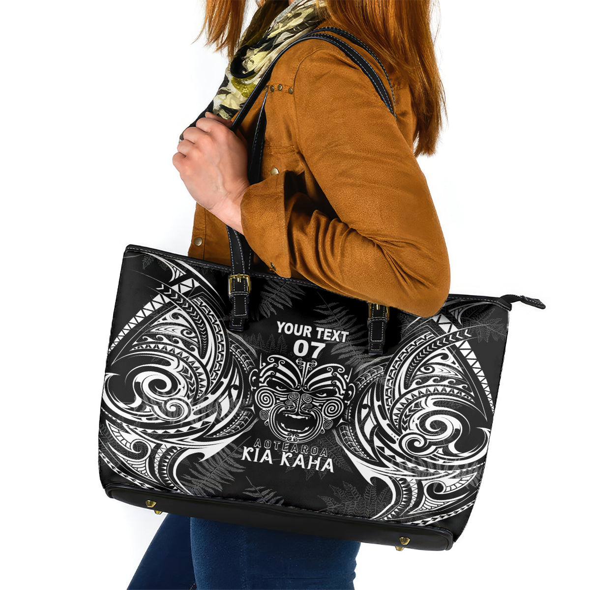 New Zealand Rugby Leather Tote Bag 2023 World Cup Aotearoa Create History LT7 Black - Polynesian Pride