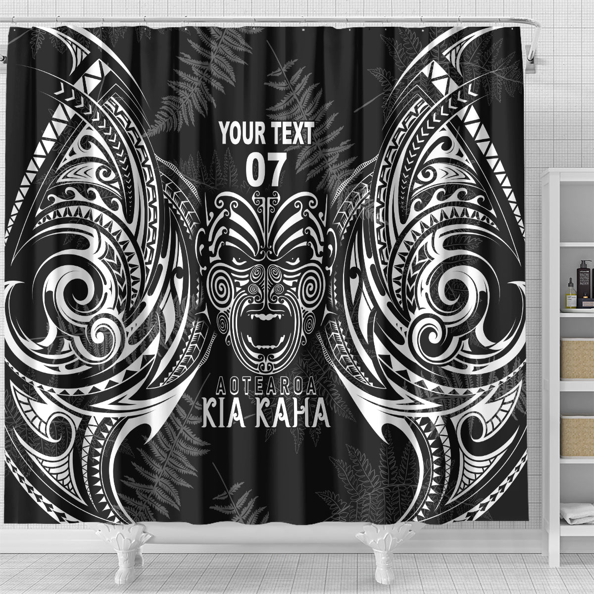 New Zealand Rugby Shower Curtain 2023 World Cup Aotearoa Create History LT7 - Polynesian Pride