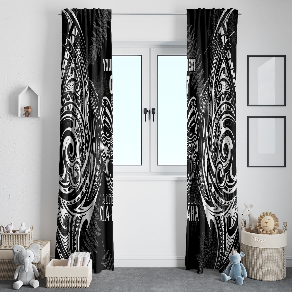 New Zealand Rugby Window Curtain 2023 World Cup Aotearoa Create History LT7 - Polynesian Pride