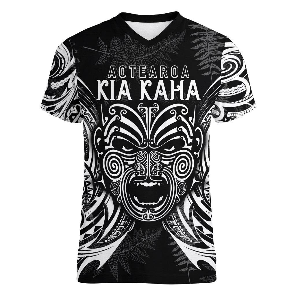 New Zealand Rugby Women V Neck T Shirt 2023 World Cup Aotearoa Create History LT7 Female Black - Polynesian Pride