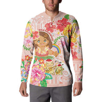 Aloha Hawaii Button Sweatshirt Kawaii Mele Kalikimaka - Pastel Fever