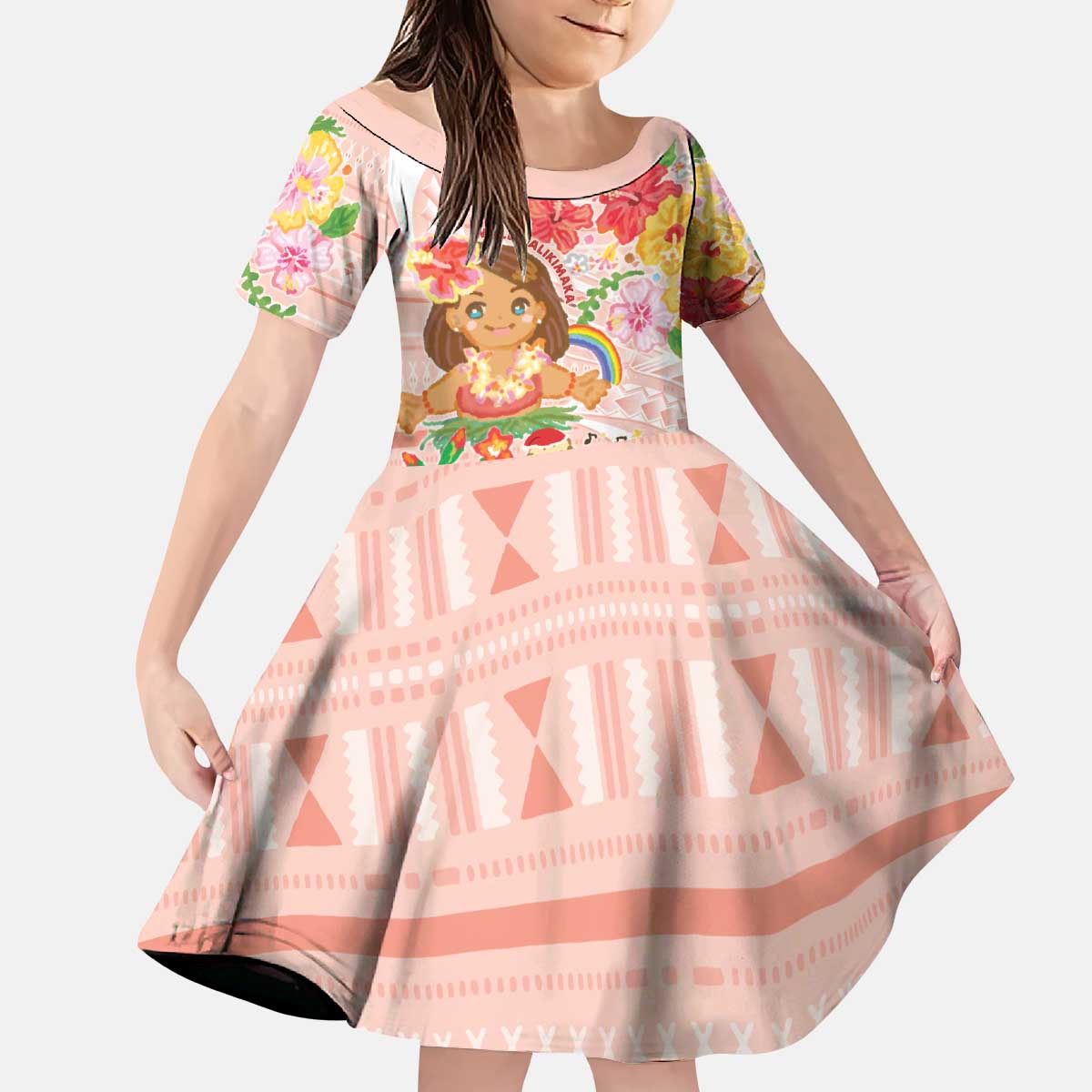 Aloha Hawaii Kid Short Sleeve Dress Kawaii Mele Kalikimaka - Pastel Fever