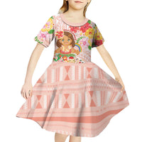 Aloha Hawaii Kid Short Sleeve Dress Kawaii Mele Kalikimaka - Pastel Fever