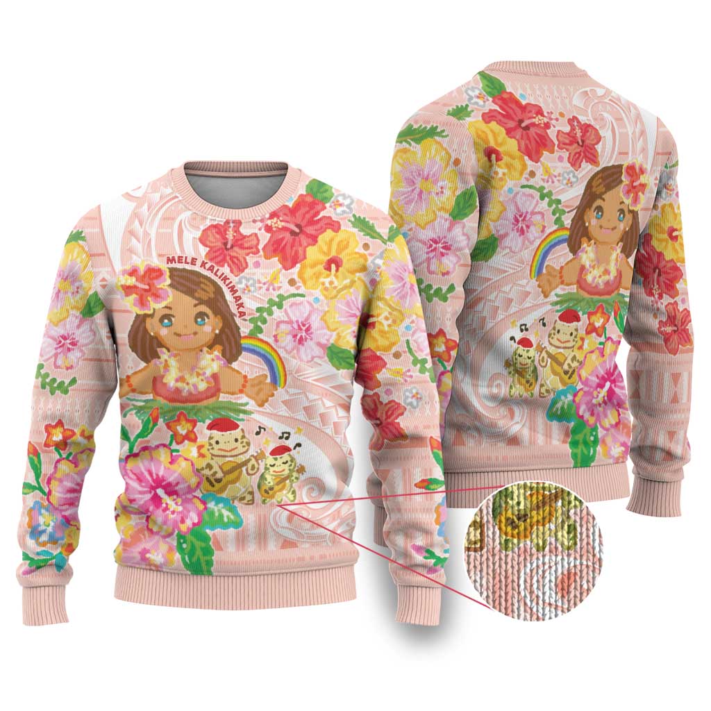 Aloha Hawaii Ugly Christmas Sweater Kawaii Mele Kalikimaka - Pastel Fever