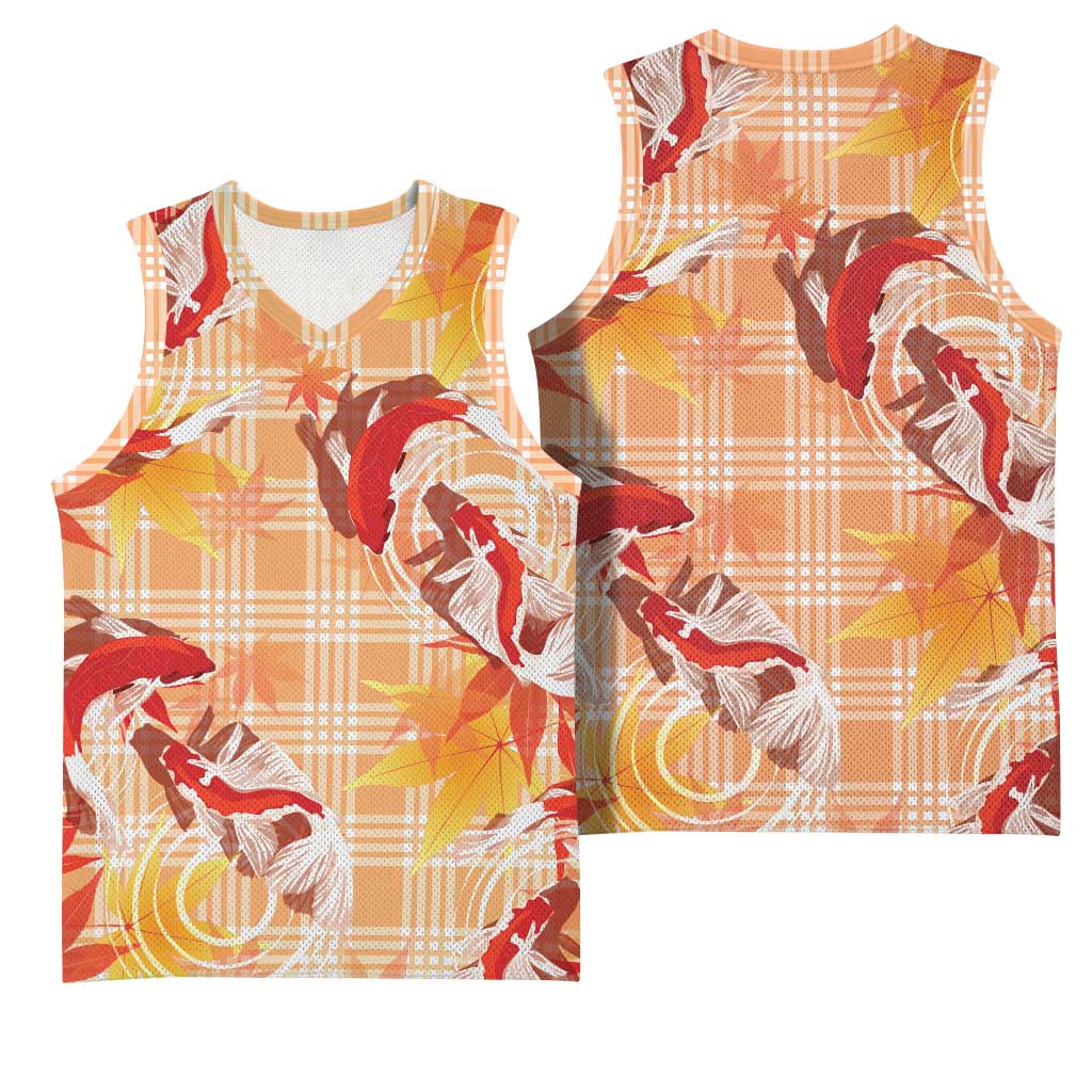 Orange Palaka Hawaii Aloha Basketball Jersey Koi Pond Mix Japanese Maple - Polynesian Pride