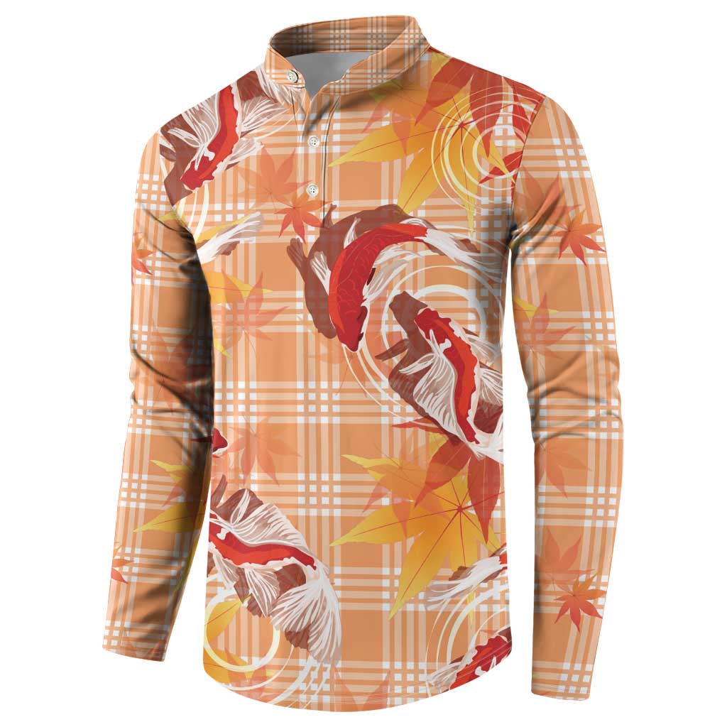 Orange Palaka Hawaii Aloha Button Sweatshirt Koi Pond Mix Japanese Maple - Polynesian Pride