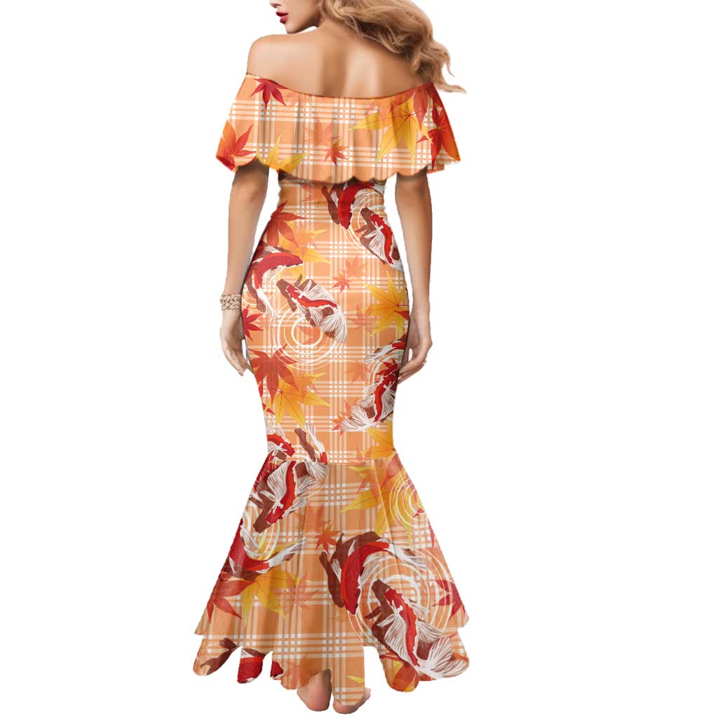Orange Palaka Hawaii Aloha Family Matching Mermaid Dress and Hawaiian Shirt Koi Pond Mix Japanese Maple - Polynesian Pride