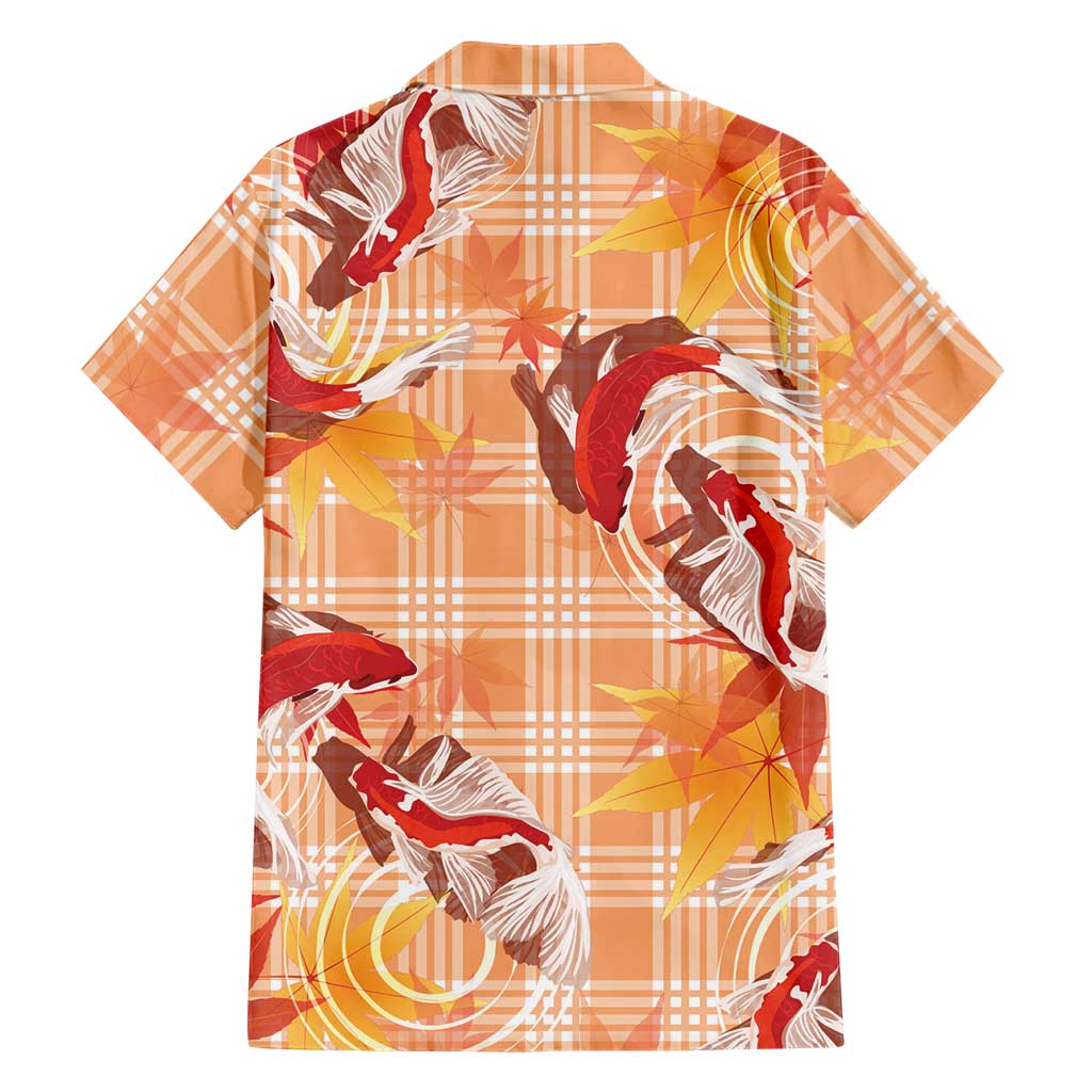 Orange Palaka Hawaii Aloha Family Matching Off The Shoulder Long Sleeve Dress and Hawaiian Shirt Koi Pond Mix Japanese Maple LT7 - Polynesian Pride