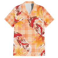 Orange Palaka Hawaii Aloha Family Matching Off Shoulder Short Dress and Hawaiian Shirt Koi Pond Mix Japanese Maple - Polynesian Pride